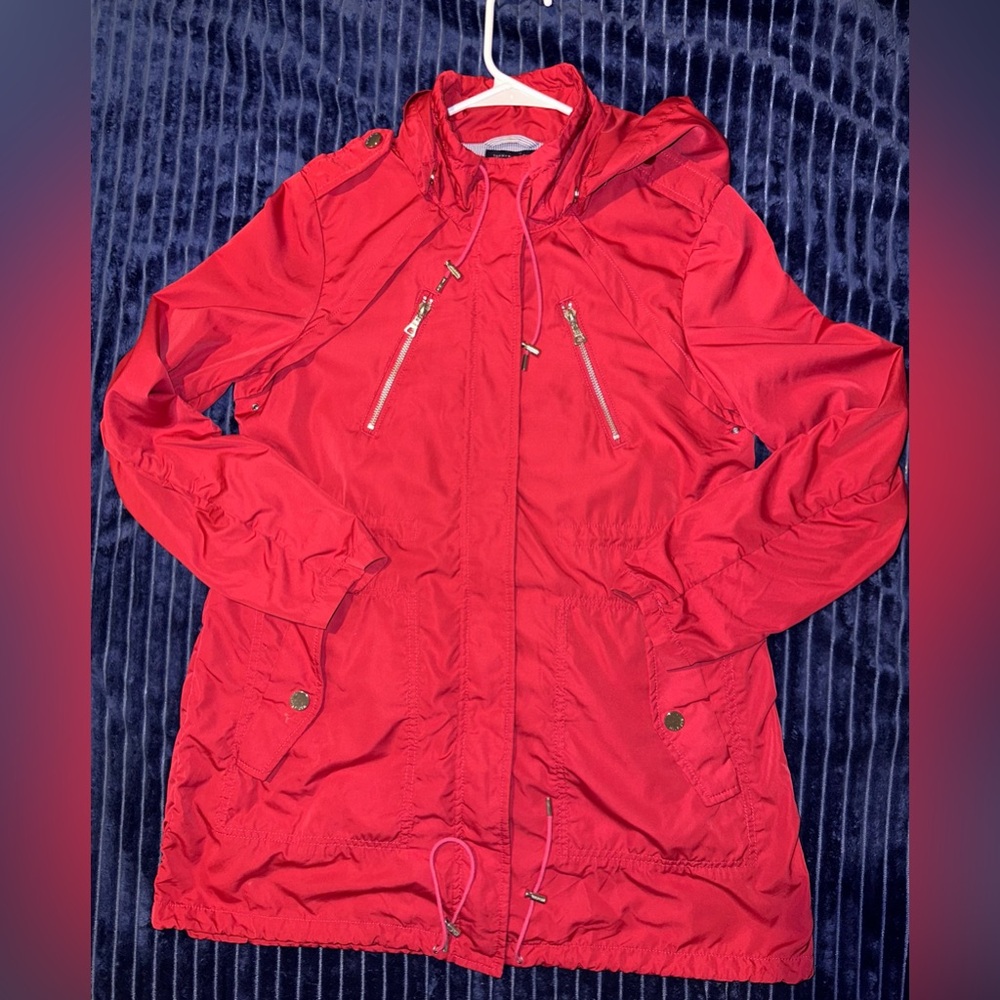 Tommy Hilfiger pink Women's Hooded Jacket windbreaker zip up pockets size small